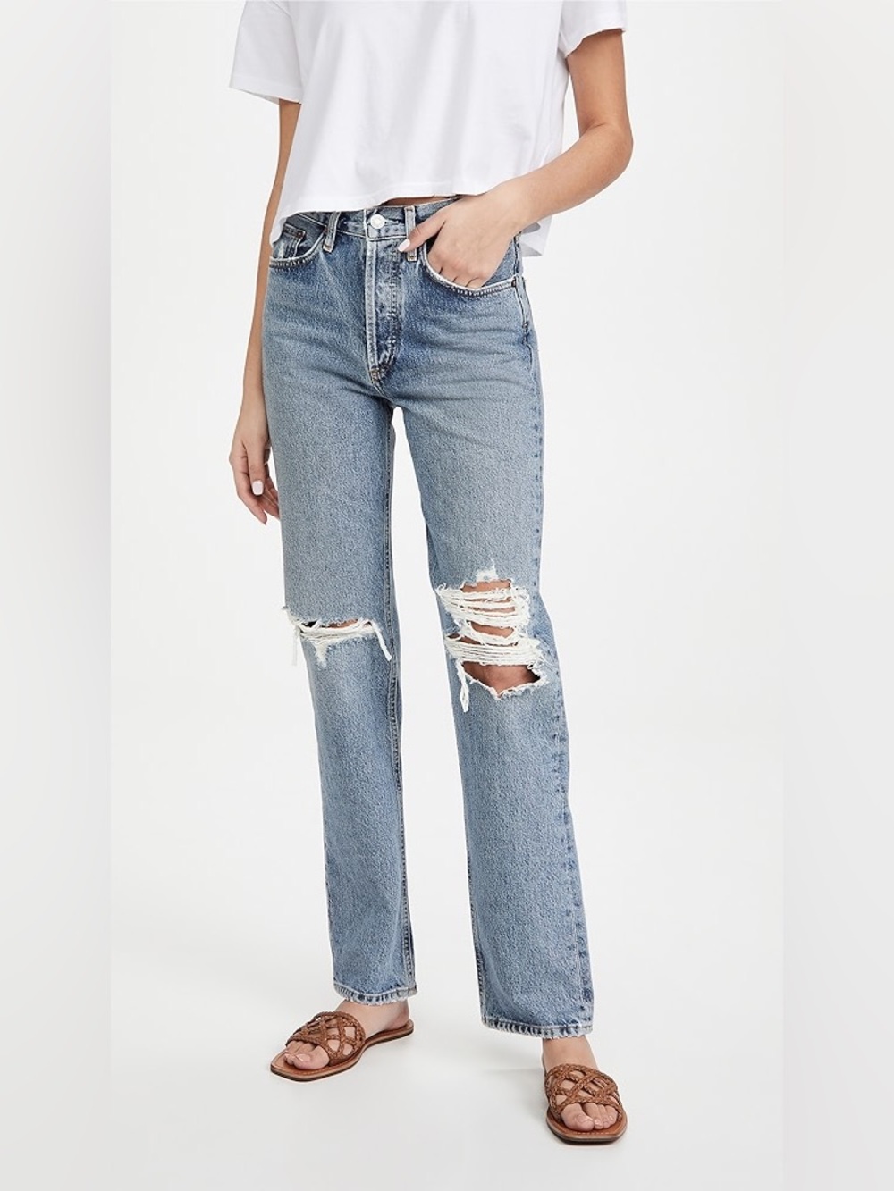 Agolde Lana Mid Rise Straight Jeans, Size 25